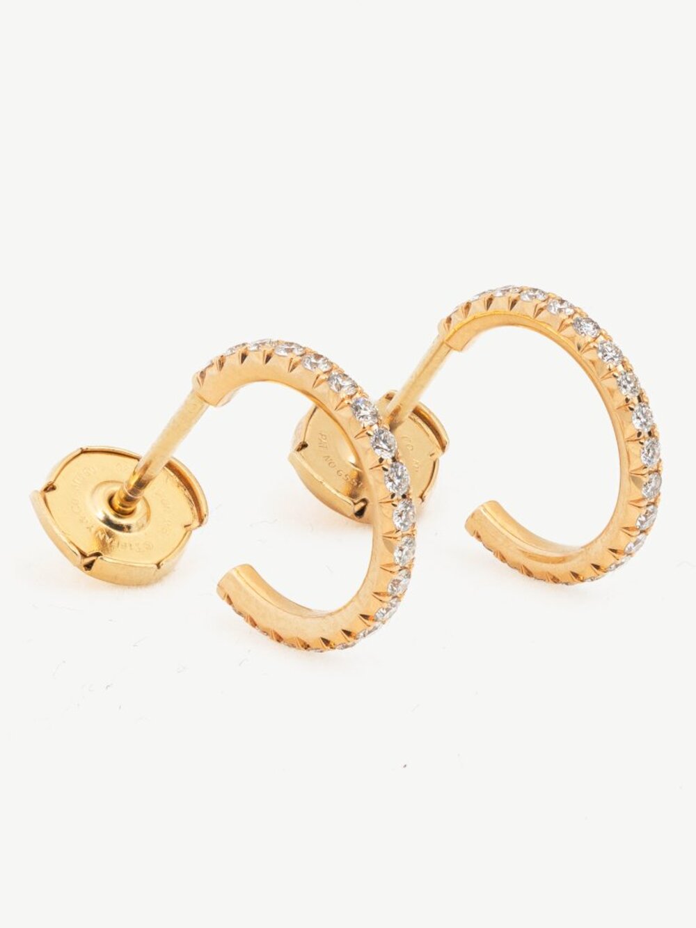 Tiffany & Co. Metro 18k Gold & Diamond Hoop Earrings - Picture 2 of 5